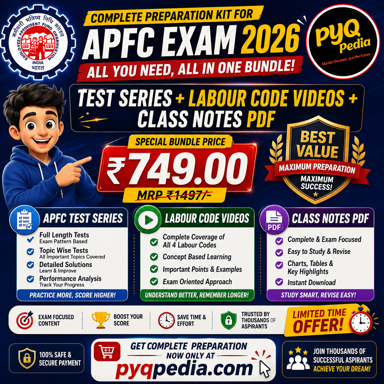 APFC TEST SERIES + EARLIER ACCESS TO LABOUR CODE VIDEOS + CLASS NOTES PDF